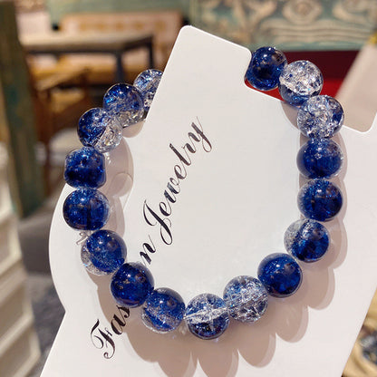 Cracked Starry Sky Bracelet with Glass Beads Two-color Crystal Bracelet
