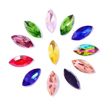 3*6/4*8mm 50pcs Navette Crystal Glass Nails Pointback Diy Decorate Rhinestones  for Making Crafts