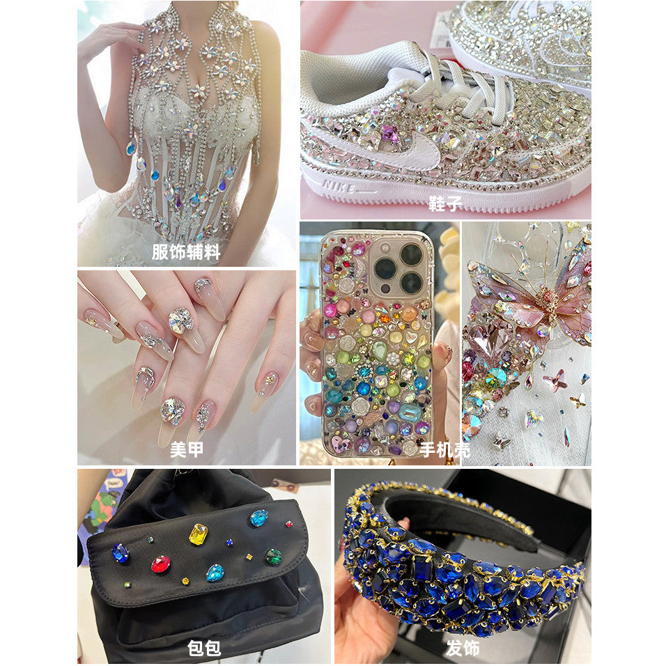 1440 pcs/bag 4mm/5mm solid single-claw rhinestone perforated hand-sewn drill thickened bottom support, luggage, clothing accessories, accessories, four-corner single-claw hand-sewn drill
