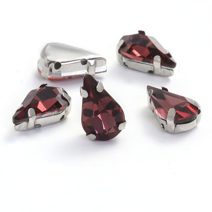 50pcs 8*13mm Thin Drop Sew on Rhinestone with Silver Claw Crystal for DIY Handmade Accessories