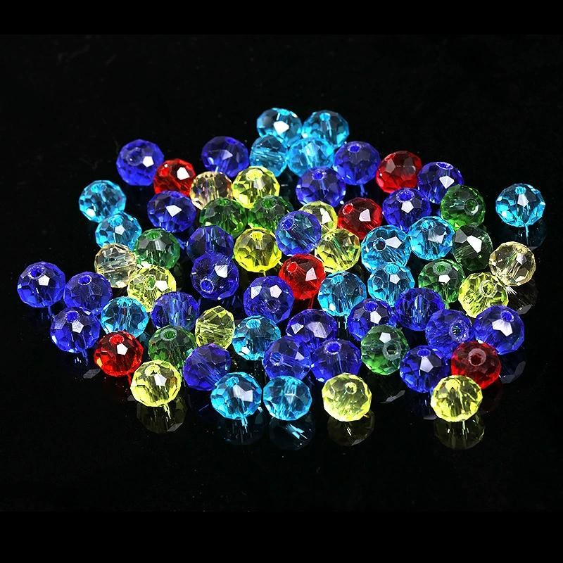 6/8mm Flat Crystal Glass Beads DIY Hand String Necklace Accessories