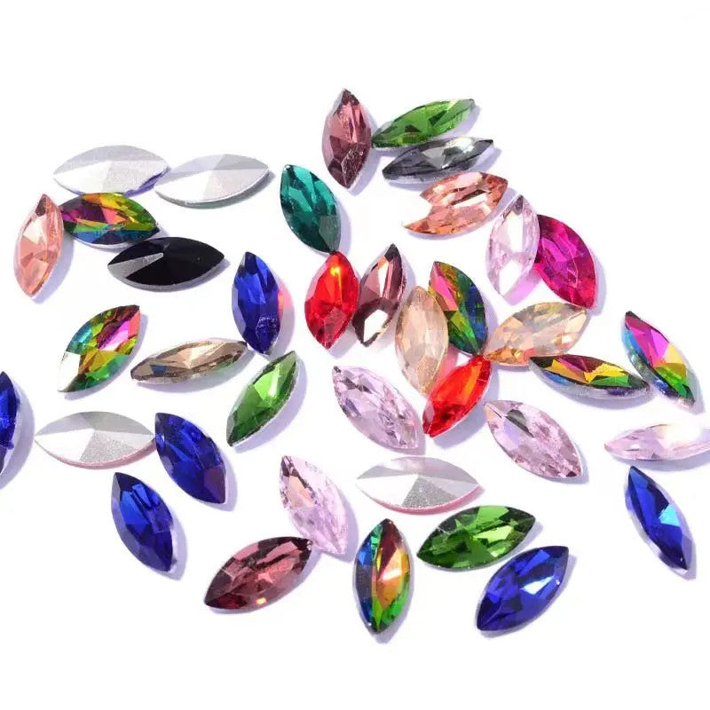 7*15/9*18mm 50pcs Navette Crystal Shiny Glass Rhinestone for Garment Shoes Bag Decoration