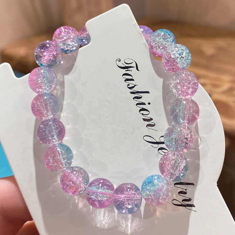 Cracked Starry Sky Bracelet with Glass Beads Two-color Crystal Bracelet