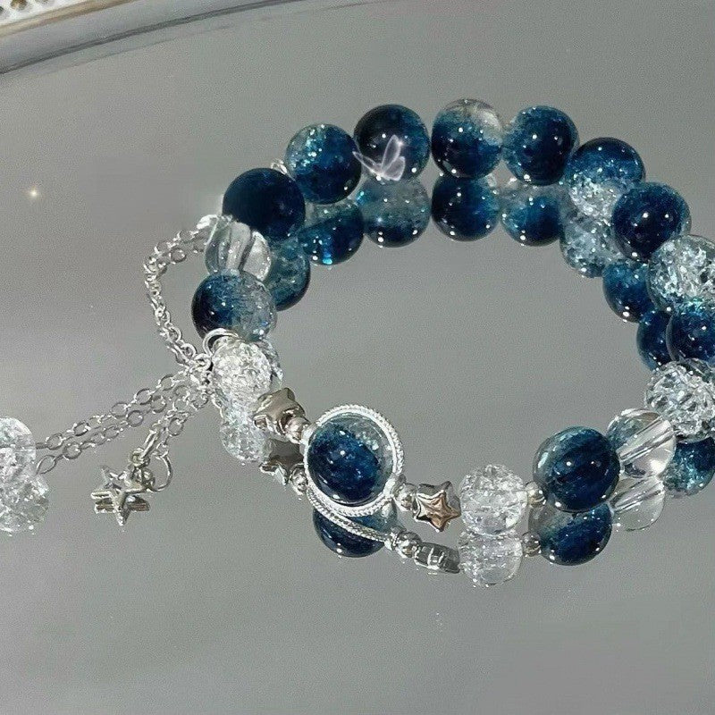 Blue Galaxy Burst Flash Bracelet Students String Blue Sky Stars Universe Send Sister Gifts