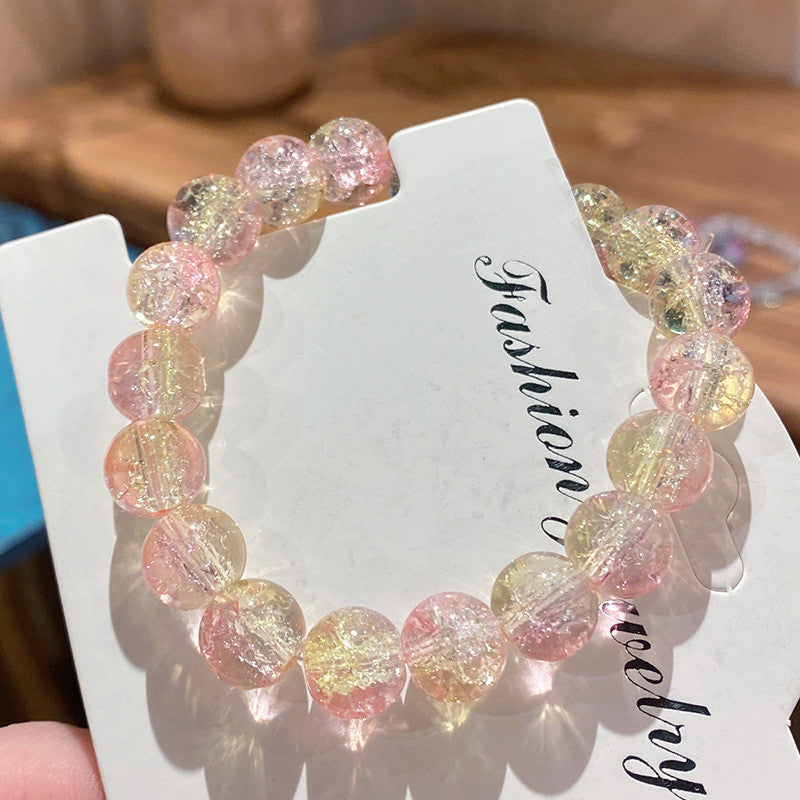Cracked Starry Sky Bracelet with Glass Beads Two-color Crystal Bracelet