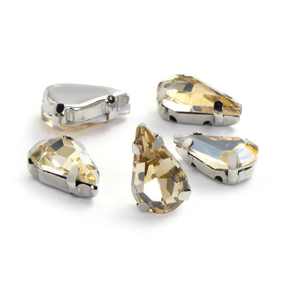 50pcs 8*13mm Thin Drop Sew on Rhinestone with Silver Claw Crystal for DIY Handmade Accessories