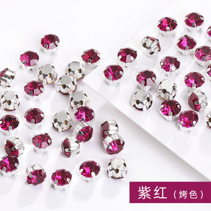 1440 pcs/bag 4mm/5mm solid single-claw rhinestone perforated hand-sewn drill thickened bottom support, luggage, clothing accessories, accessories, four-corner single-claw hand-sewn drill