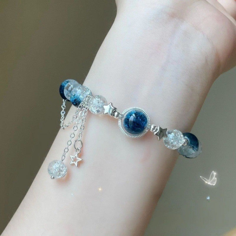 Blue Galaxy Burst Flash Bracelet Students String Blue Sky Stars Universe Send Sister Gifts