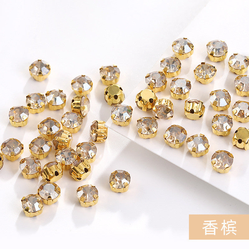 1440 pcs/bag 4mm/5mm solid single-claw rhinestone perforated hand-sewn drill thickened bottom support, luggage, clothing accessories, accessories, four-corner single-claw hand-sewn drill