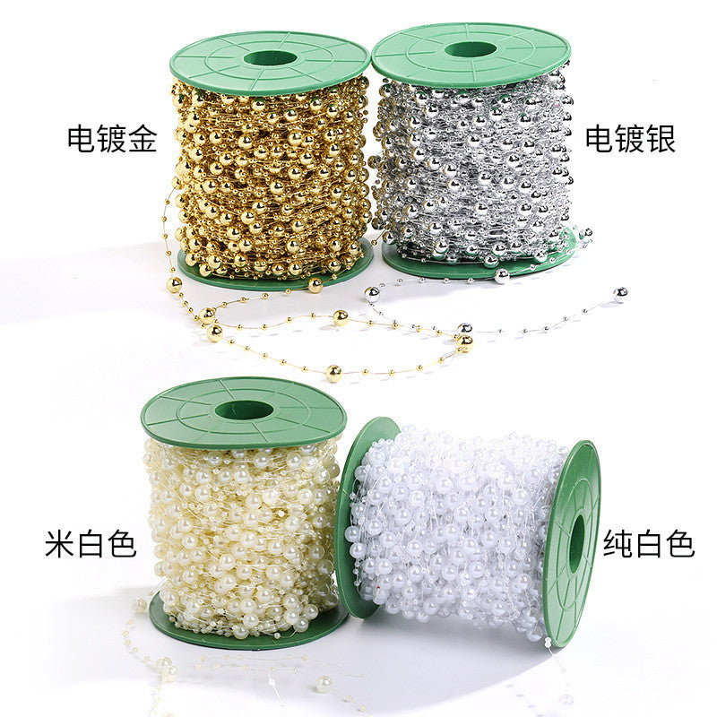 Spot 8mm + 3mm beads ABS pearl chain door curtain beads Christmas decoration wedding DIY headgear hair accessories accessories wiring beads