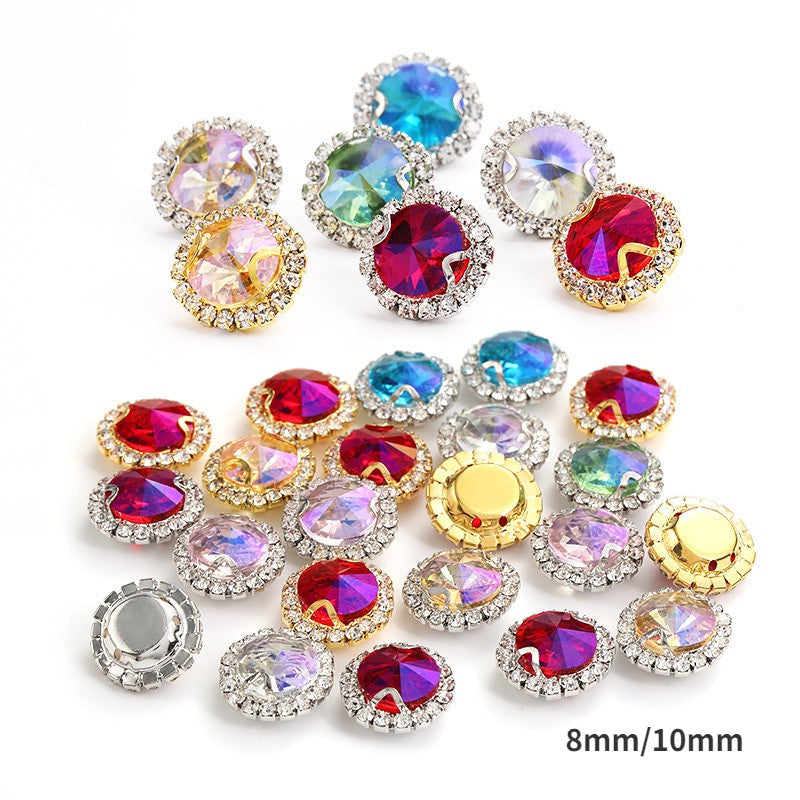 8/10mm Crystal Buckle Golden/ Wihte K Claws Edge Hand-stitched DIY Jewelry Shoe Accessories