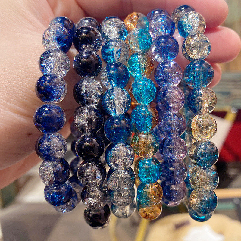 Cracked Starry Sky Bracelet with Glass Beads Two-color Crystal Bracelet