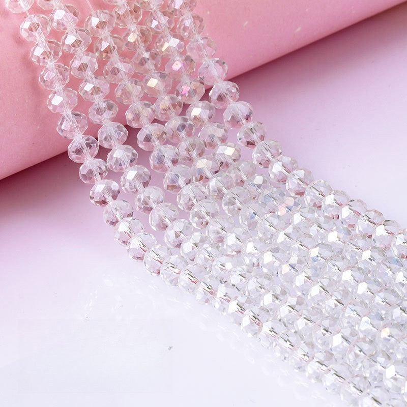 6/8mm Flat Crystal Glass Beads DIY Hand String Necklace Accessories