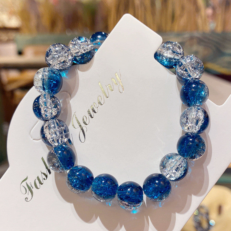 Cracked Starry Sky Bracelet with Glass Beads Two-color Crystal Bracelet