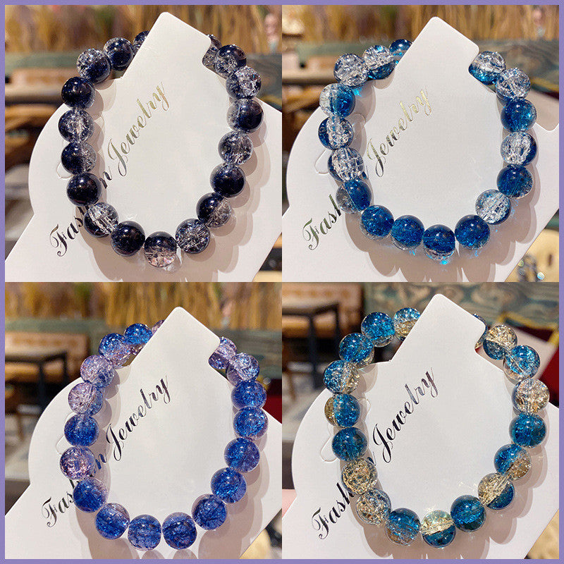 Cracked Starry Sky Bracelet with Glass Beads Two-color Crystal Bracelet