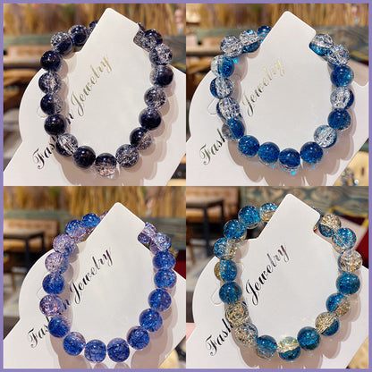 Cracked Starry Sky Bracelet with Glass Beads Two-color Crystal Bracelet