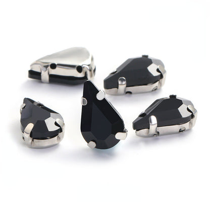 50pcs 8*13mm Thin Drop Sew on Rhinestone with Silver Claw Crystal for DIY Handmade Accessories
