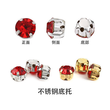 1440 pcs/bag 4mm/5mm solid single-claw rhinestone perforated hand-sewn drill thickened bottom support, luggage, clothing accessories, accessories, four-corner single-claw hand-sewn drill