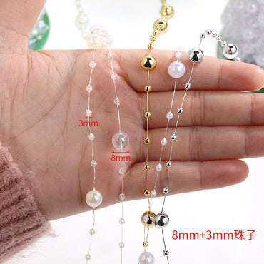 Spot 8mm + 3mm beads ABS pearl chain door curtain beads Christmas decoration wedding DIY headgear hair accessories accessories wiring beads