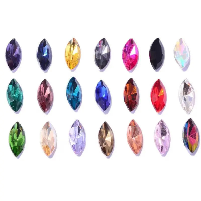 7*15/9*18mm 50pcs Navette Crystal Shiny Glass Rhinestone for Garment Shoes Bag Decoration