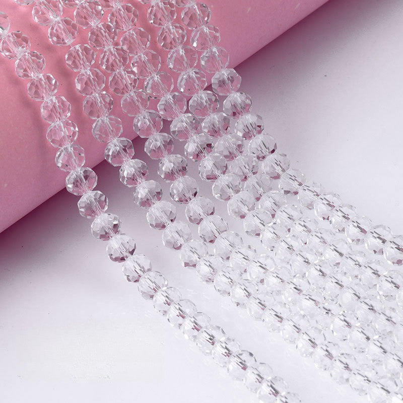 6/8mm Flat Crystal Glass Beads DIY Hand String Necklace Accessories