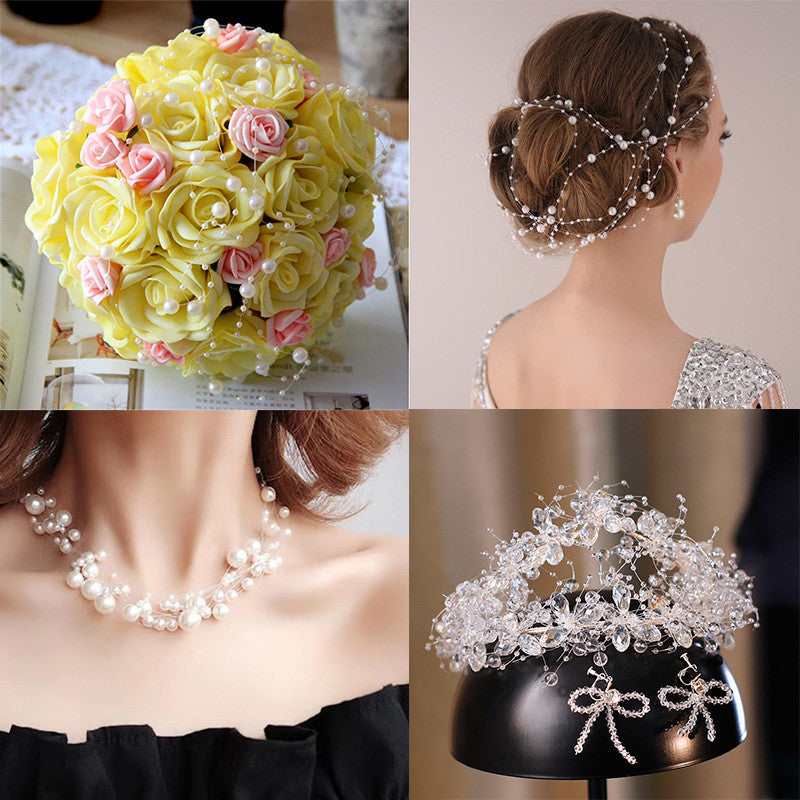 Spot 8mm + 3mm beads ABS pearl chain door curtain beads Christmas decoration wedding DIY headgear hair accessories accessories wiring beads