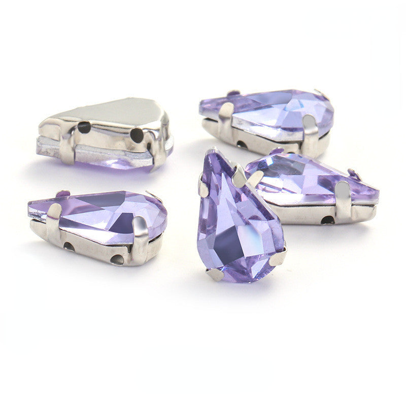 50pcs 8*13mm Thin Drop Sew on Rhinestone with Silver Claw Crystal for DIY Handmade Accessories