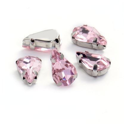 50pcs 8*13mm Thin Drop Sew on Rhinestone with Silver Claw Crystal for DIY Handmade Accessories