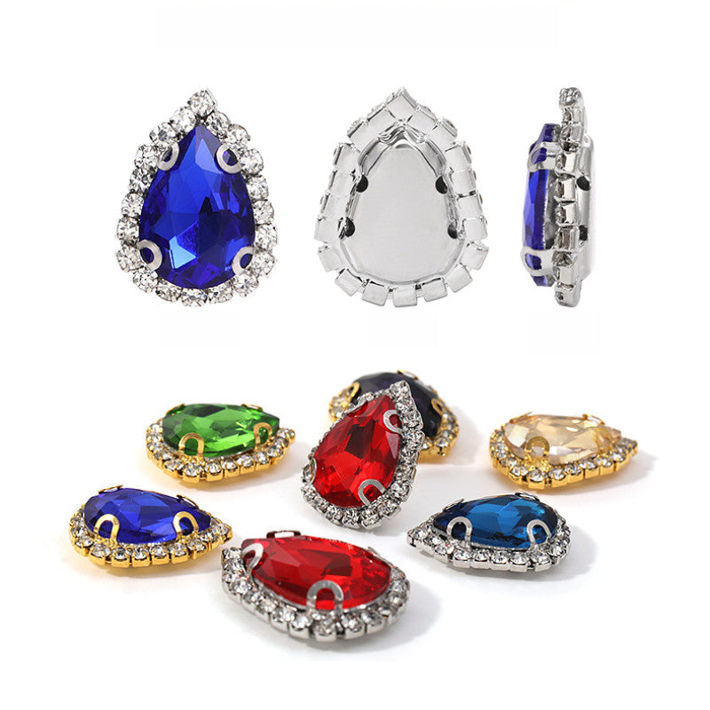 【10pcs】7*10mm Crystal with Gold/silver Base Suitable for Clothing and Wedding Decoration Accessories