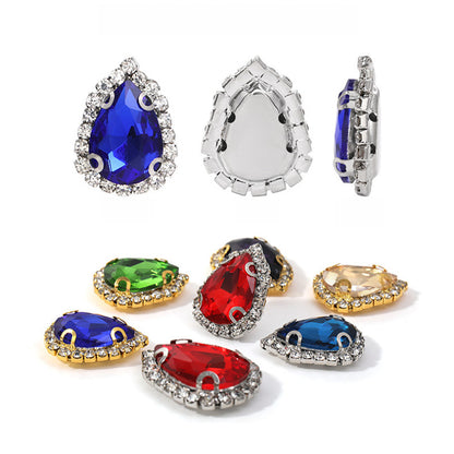 【10pcs】7*10mm Crystal with Gold/silver Base Suitable for Clothing and Wedding Decoration Accessories