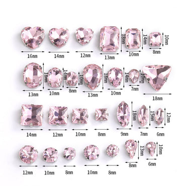 Pink series, love water drop crystal diamond four corners claw drill glass hand seam drill DIY wedding dress accessories claw drill
