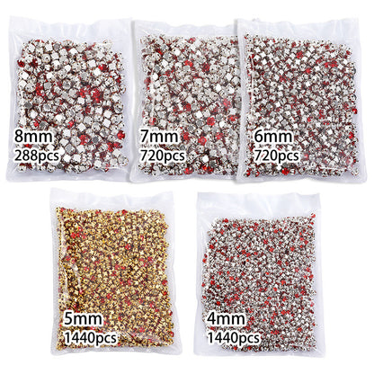 1440 pcs/bag 4mm/5mm solid single-claw rhinestone perforated hand-sewn drill thickened bottom support, luggage, clothing accessories, accessories, four-corner single-claw hand-sewn drill