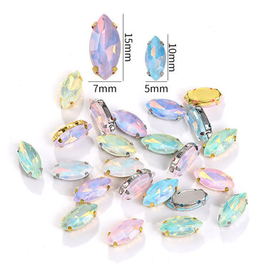 8*10/7*15mm Navette Shiny Crystal Sew on Rhinestone for Clothing Accessories