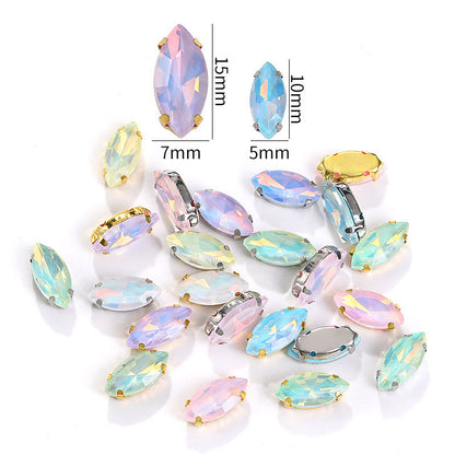 8*10/7*15mm Navette Shiny Crystal Sew on Rhinestone for Clothing Accessories