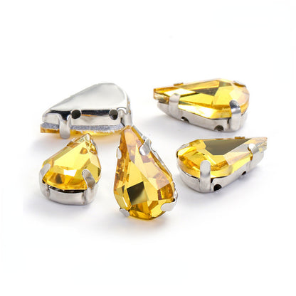 50pcs 8*13mm Thin Drop Sew on Rhinestone with Silver Claw Crystal for DIY Handmade Accessories