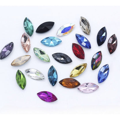 7*15/9*18mm 50pcs Navette Crystal Shiny Glass Rhinestone for Garment Shoes Bag Decoration