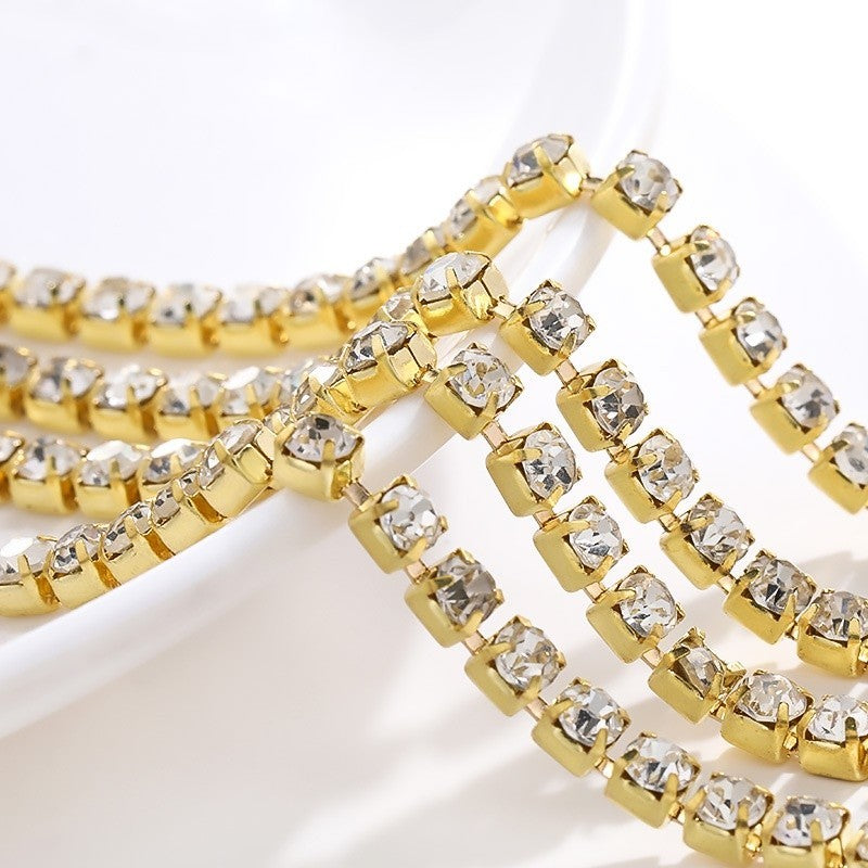One Roll Length 10m SS6-SS16 Cup Chain Crystal Sew On Rhinestone for DIY Clothes Jewelry Making