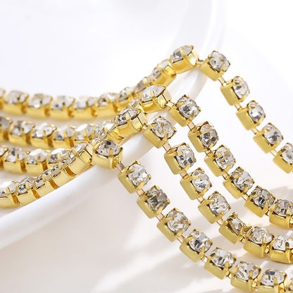 One Roll Length 10m SS6-SS16 Cup Chain Crystal Sew On Rhinestone for DIY Clothes Jewelry Making