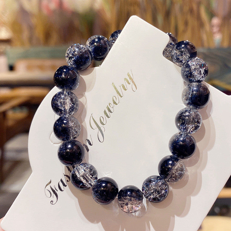 Cracked Starry Sky Bracelet with Glass Beads Two-color Crystal Bracelet