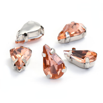 50pcs 8*13mm Thin Drop Sew on Rhinestone with Silver Claw Crystal for DIY Handmade Accessories