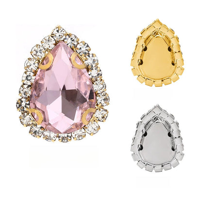 【10pcs】7*10mm Crystal with Gold/silver Base Suitable for Clothing and Wedding Decoration Accessories