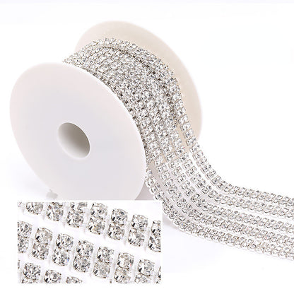 Hot Fashion Style Colorful Double Row Claw Chain Close Rhinestone Cup Chain for Clothing DIY Jewelry Accessories