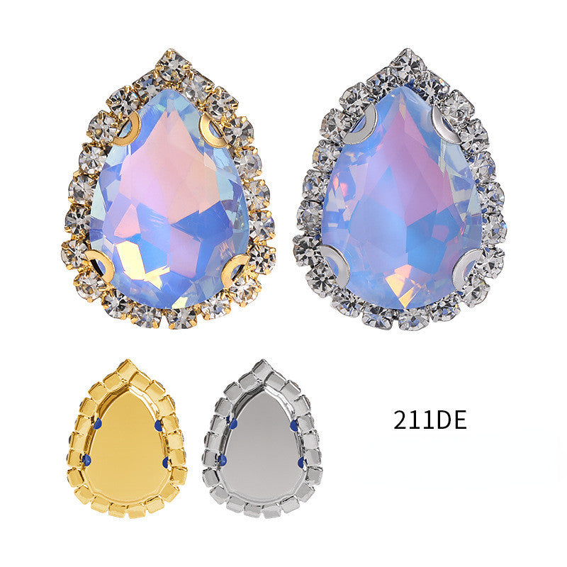 13*18mm Shiny Drop Rhinestone With Crystal Buckle Fancy Crystal for Wedding Dress DIY Handmade