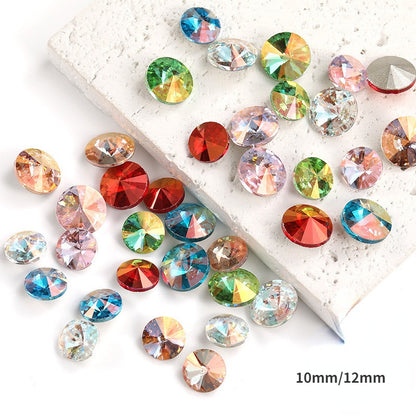 10/12mm Round Rhinestone Nail Art Sparkling Crystal for DIY Jewelry Clothing Accessories