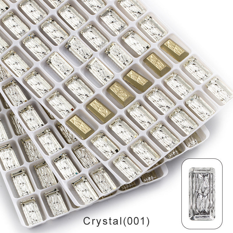 10*20mm Glass Rhinestones Black Flatback Rectangle 3d Relief Gold Crystal Rhinestone For Jewelry Dress Shoe Decoration