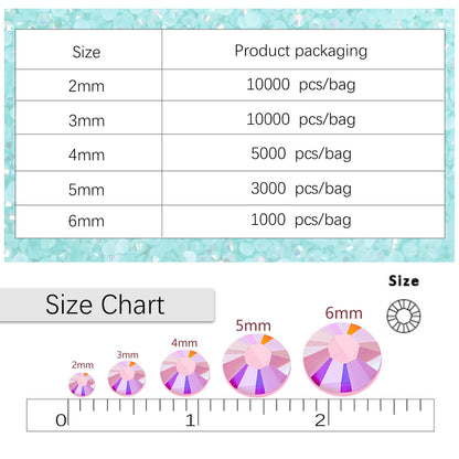 2/3Mm AB color flat bottom resin manicure drill 10000 pcs, flat bottom round resin rhinestone AB color, DIY manicure