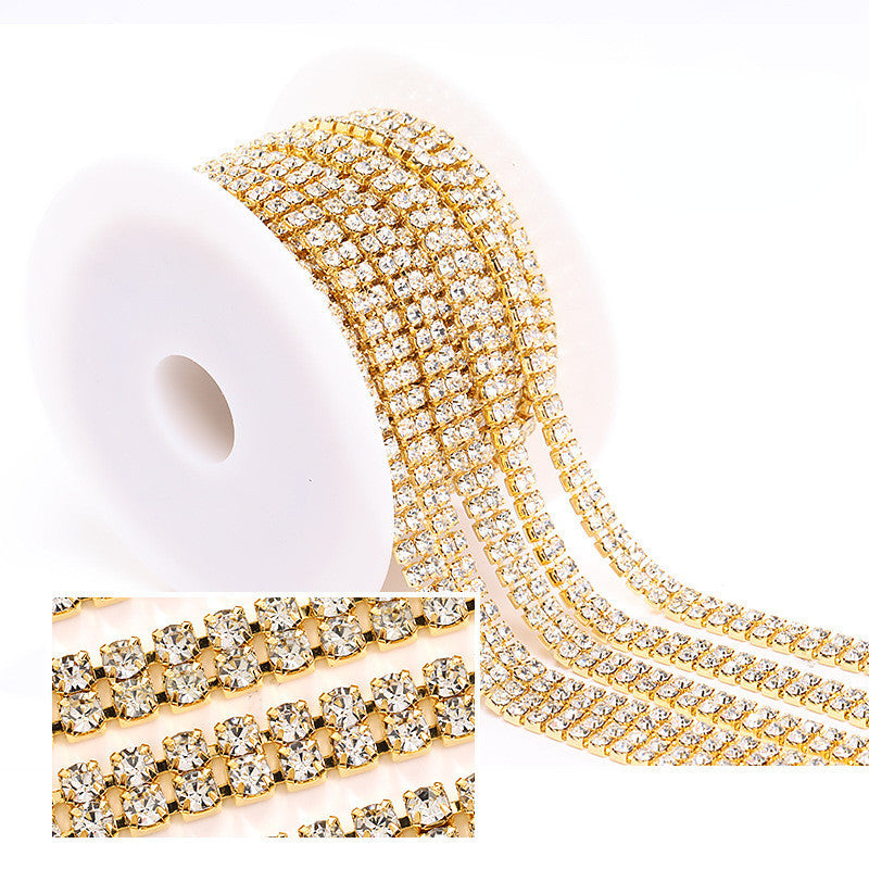 Hot Fashion Style Colorful Double Row Claw Chain Close Rhinestone Cup Chain for Clothing DIY Jewelry Accessories