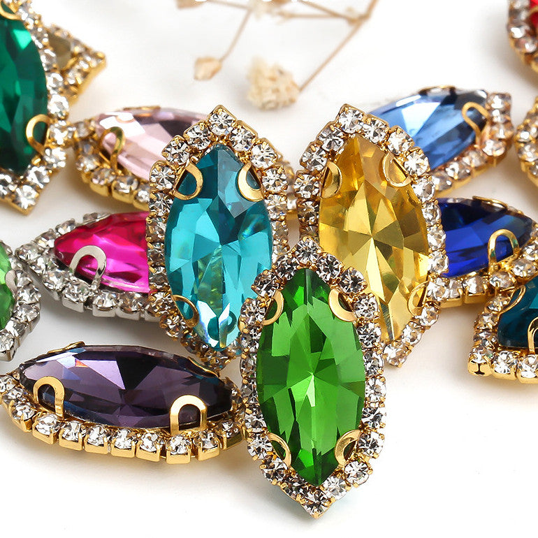 4*15mm Navette Claw Rhinestone Claw Rhinestone Girth Crystal Buckle Diy Headdress Accessories Shiny Rhinestone Hand Sewn Rhinestone Dress Accessories