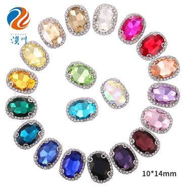 10*14mm  10pcs Rhinestone with a Crystal-set Base for DIY Clothing Accessories Jewelry