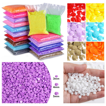 3Mm solid color resin diamond, jelly color flat bottom opaque resin series, DIY homemade nail art handmade materials, about 10,000 pieces/bag